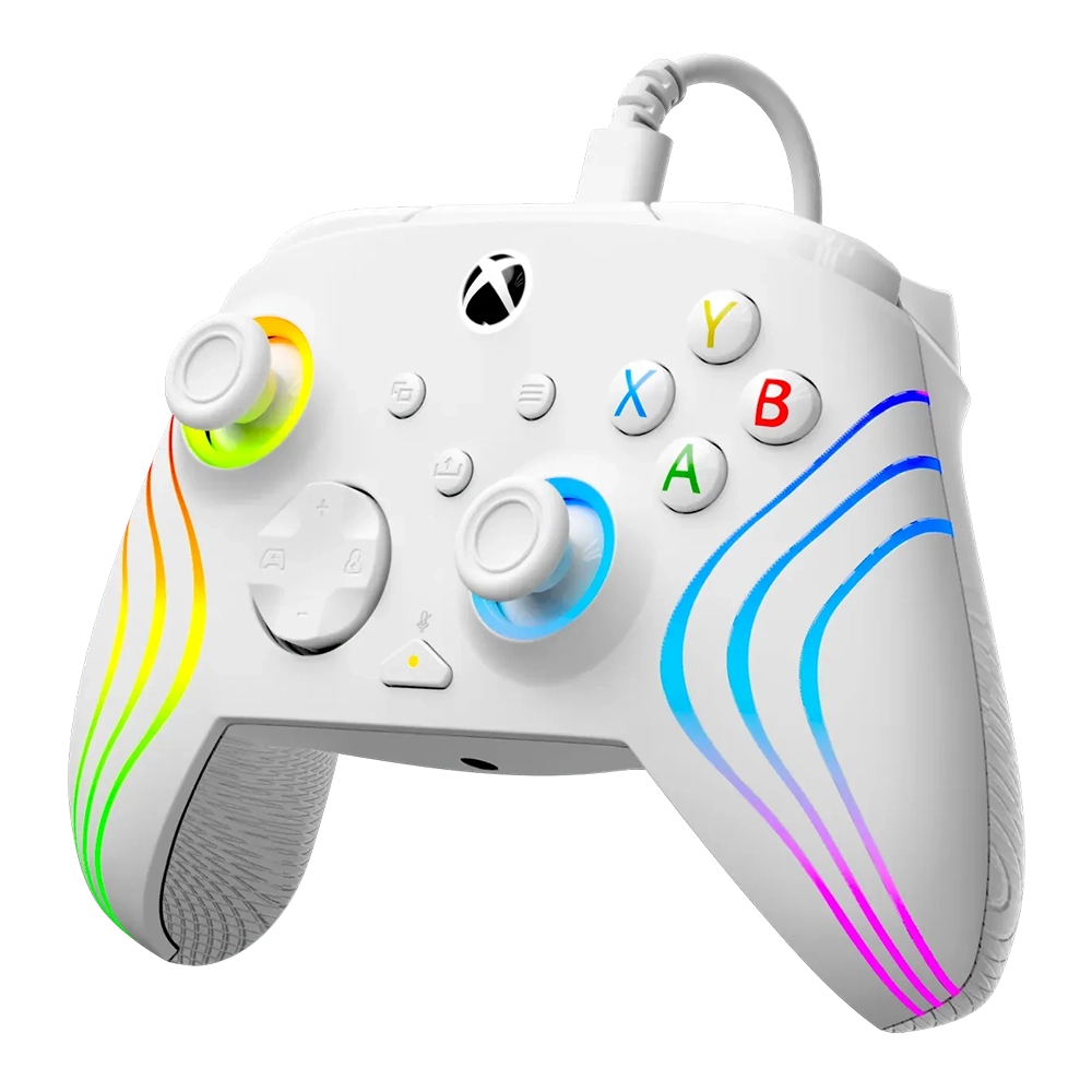 Turtle Beach Afterglow Wave בקר חוטי גיימינג תואם Xbox ו PC עם תאורת RGB -לבן