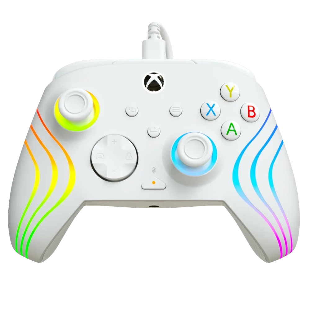 Turtle Beach Afterglow Wave בקר חוטי גיימינג תואם Xbox ו PC עם תאורת RGB -לבן