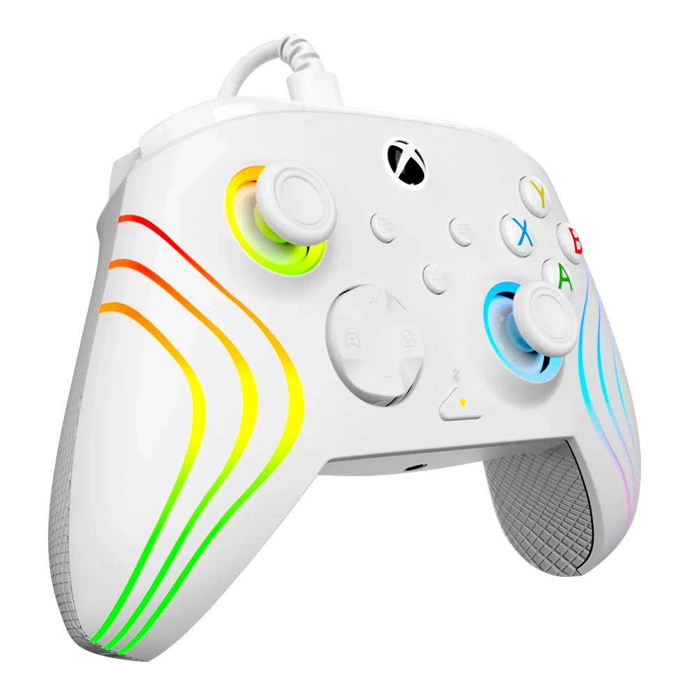 Turtle Beach Afterglow Wave בקר חוטי גיימינג תואם Xbox ו PC עם תאורת RGB -לבן