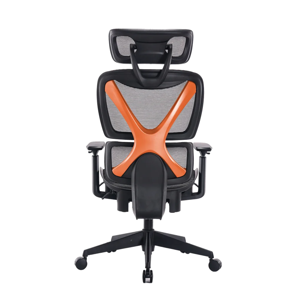 כיסא מנהלים ארגונומי בצבע שחור עם מסגרת כתומה דגם MWMS200 מבית MIRACASE