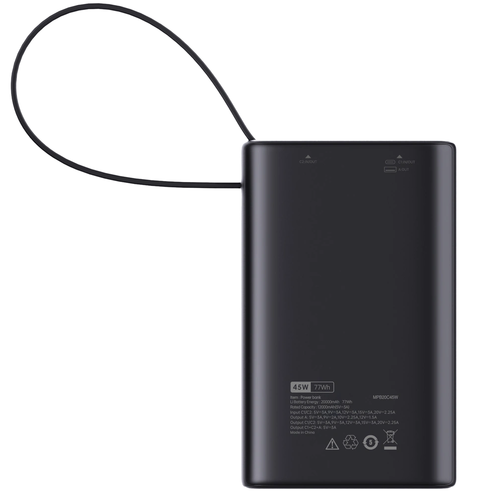 סוללה ניידת Miracase MPB20C45W – טעינה חכמה ומהירה בהספק של עד 45W