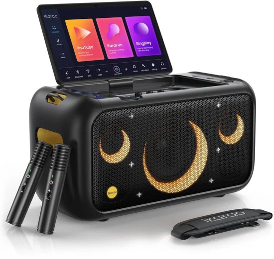 IKarao X1 רמקול אלחוטי נייד לקריוקי עם מסך 13.3 - מגיע עם 2 מיקרופונים אלחוטיים