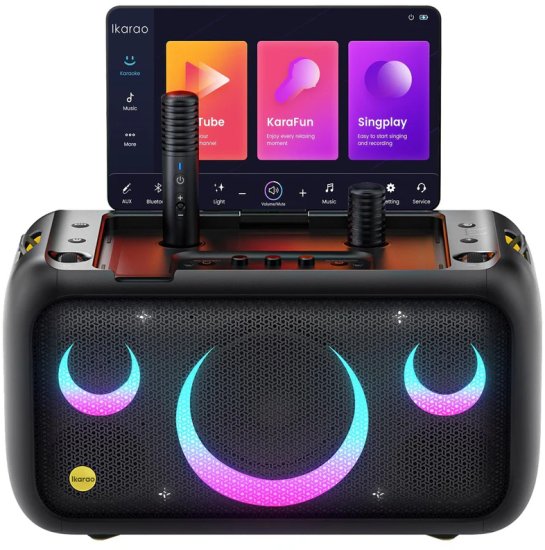 IKarao X1 רמקול אלחוטי נייד לקריוקי עם מסך 13.3 - מגיע עם 2 מיקרופונים אלחוטיים