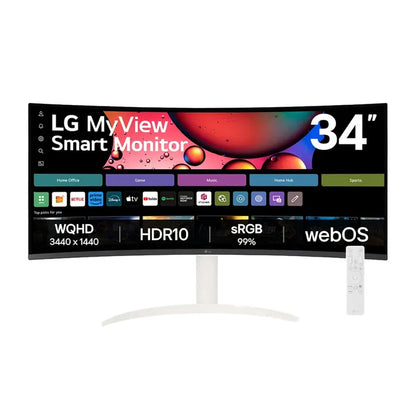 LG 34SR65QC-W MyView 34'' WQHD VA -  מסך מחשב חכם קעור צבע לבן