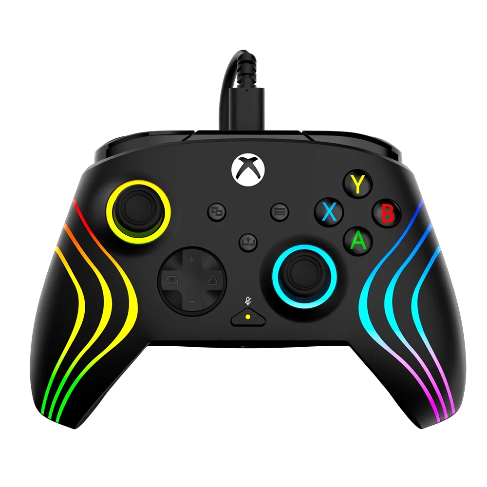 Turtle Beach Afterglow Wave בקר חוטי גיימינג תואם Xbox ו PC עם תאורת RGB -שחור