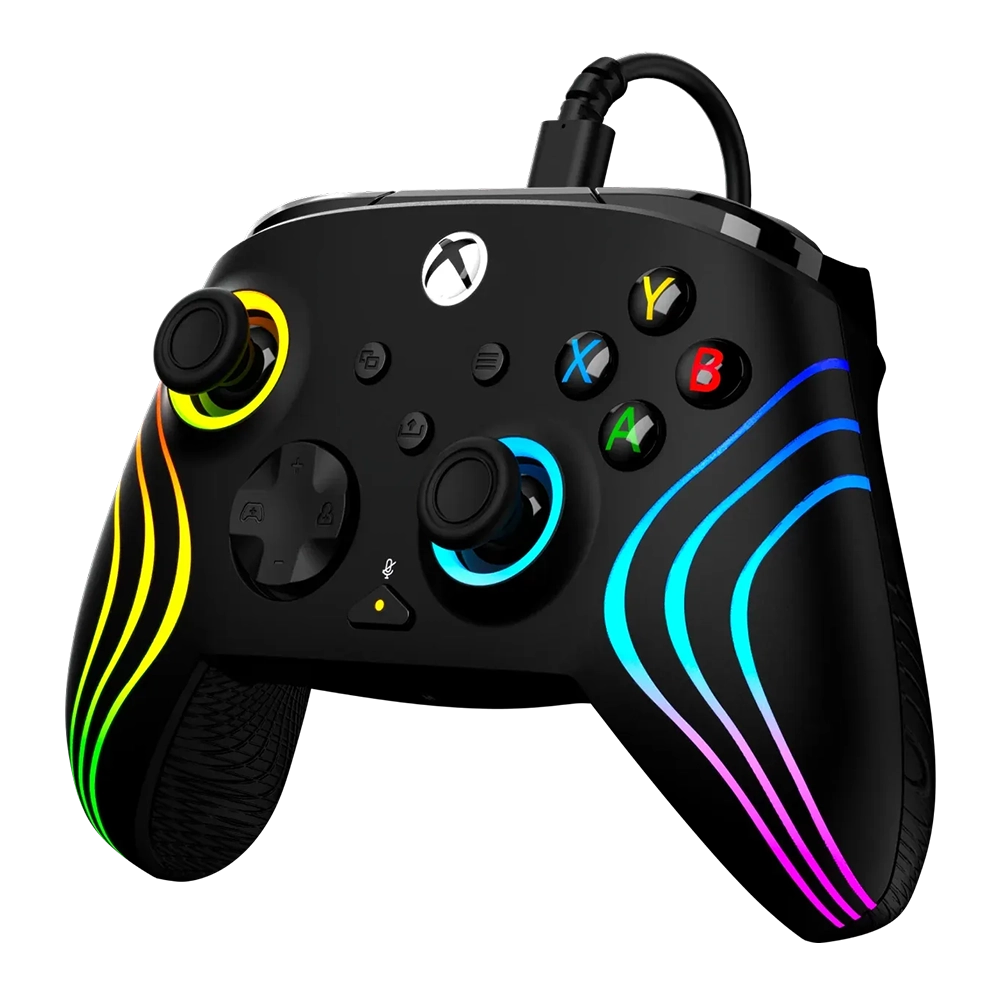 Turtle Beach Afterglow Wave בקר חוטי גיימינג תואם Xbox ו PC עם תאורת RGB -שחור