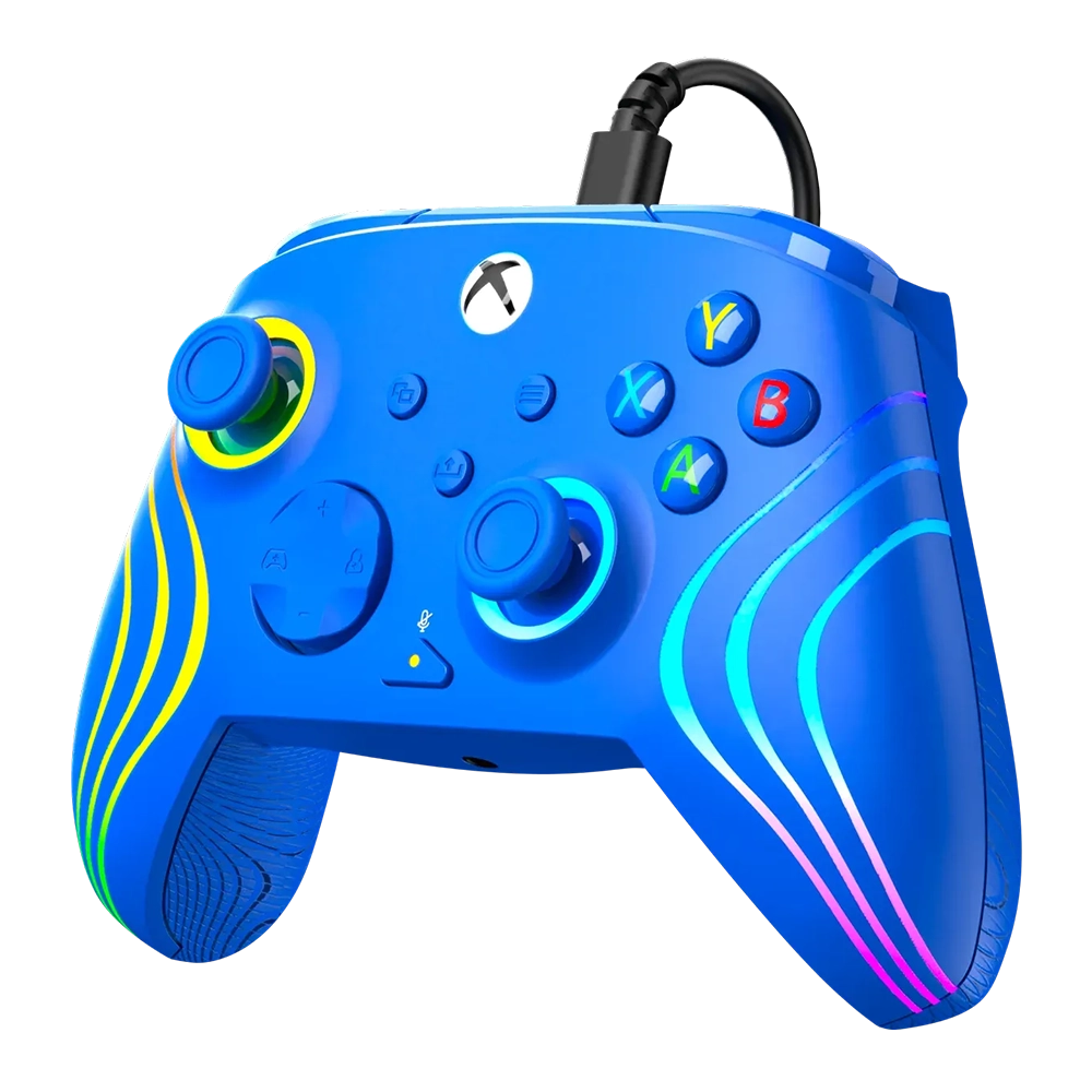 Turtle Beach Afterglow Wave בקר חוטי גיימינג תואם Xbox ו PC עם תאורת RGB -כחול