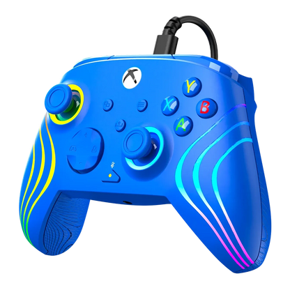 Turtle Beach Afterglow Wave בקר חוטי גיימינג תואם Xbox ו PC עם תאורת RGB -כחול