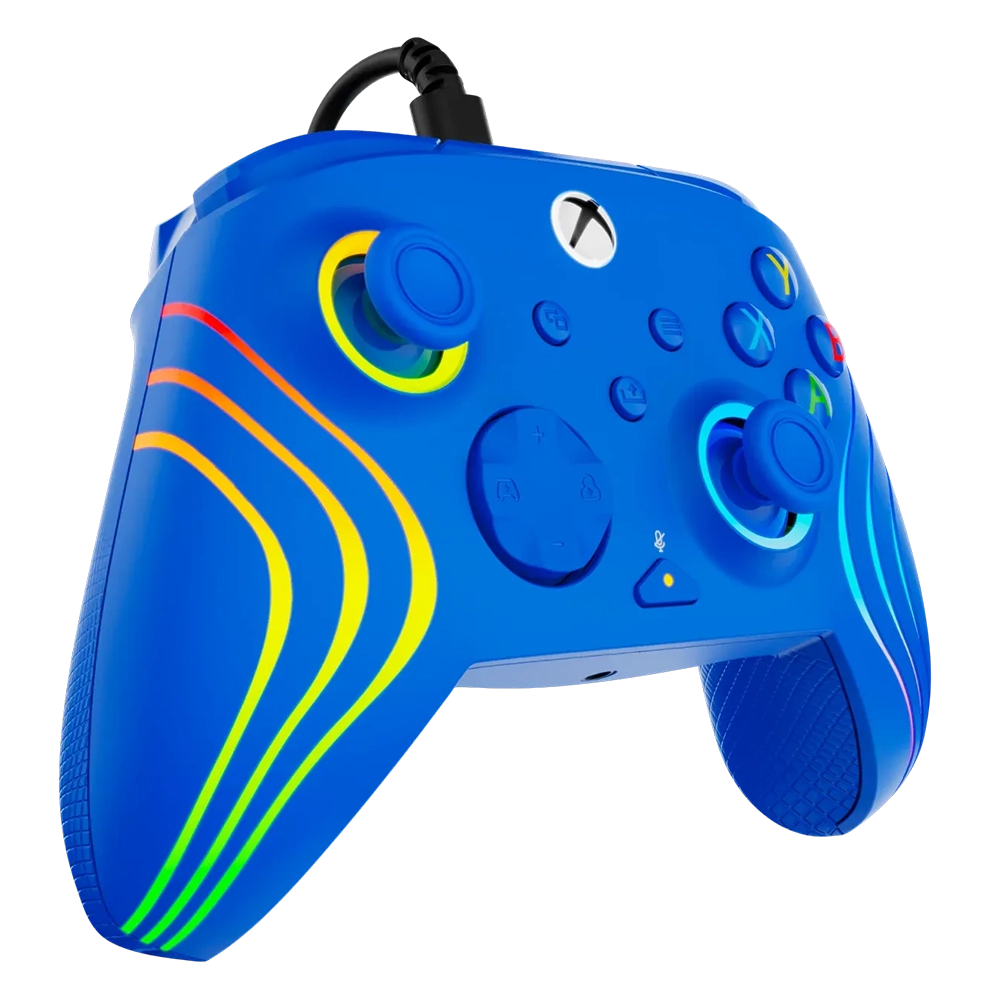 Turtle Beach Afterglow Wave בקר חוטי גיימינג תואם Xbox ו PC עם תאורת RGB -כחול