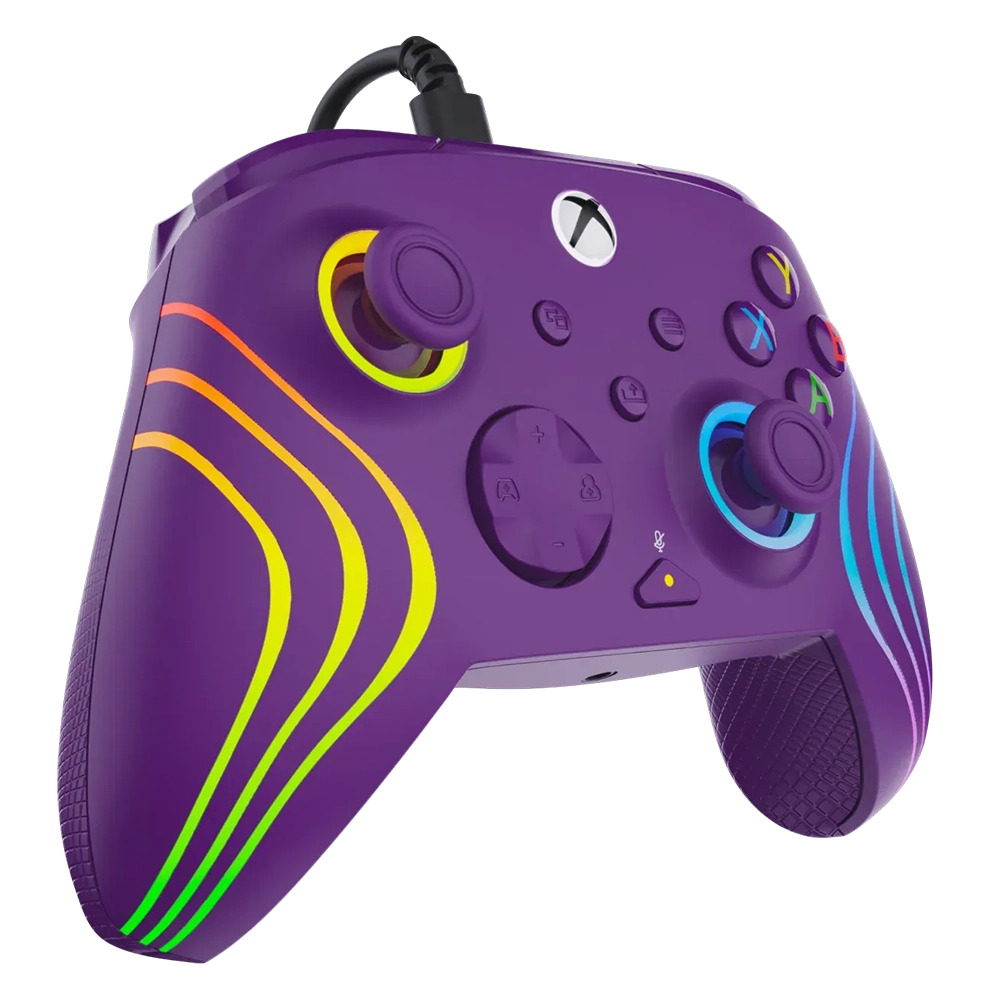 Turtle Beach Afterglow Wave בקר חוטי גיימינג תואם Xbox ו PC עם תאורת RGB -סגול