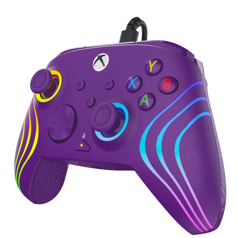 Turtle Beach Afterglow Wave בקר חוטי גיימינג תואם Xbox ו PC עם תאורת RGB -סגול