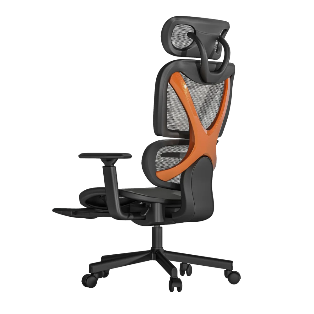 כיסא מנהלים ארגונומי בצבע שחור עם מסגרת כתומה דגם MWMS200 מבית MIRACASE