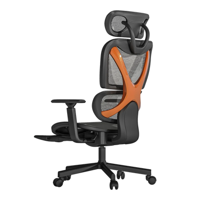 כיסא מנהלים ארגונומי בצבע שחור עם מסגרת כתומה דגם MWMS200 מבית MIRACASE