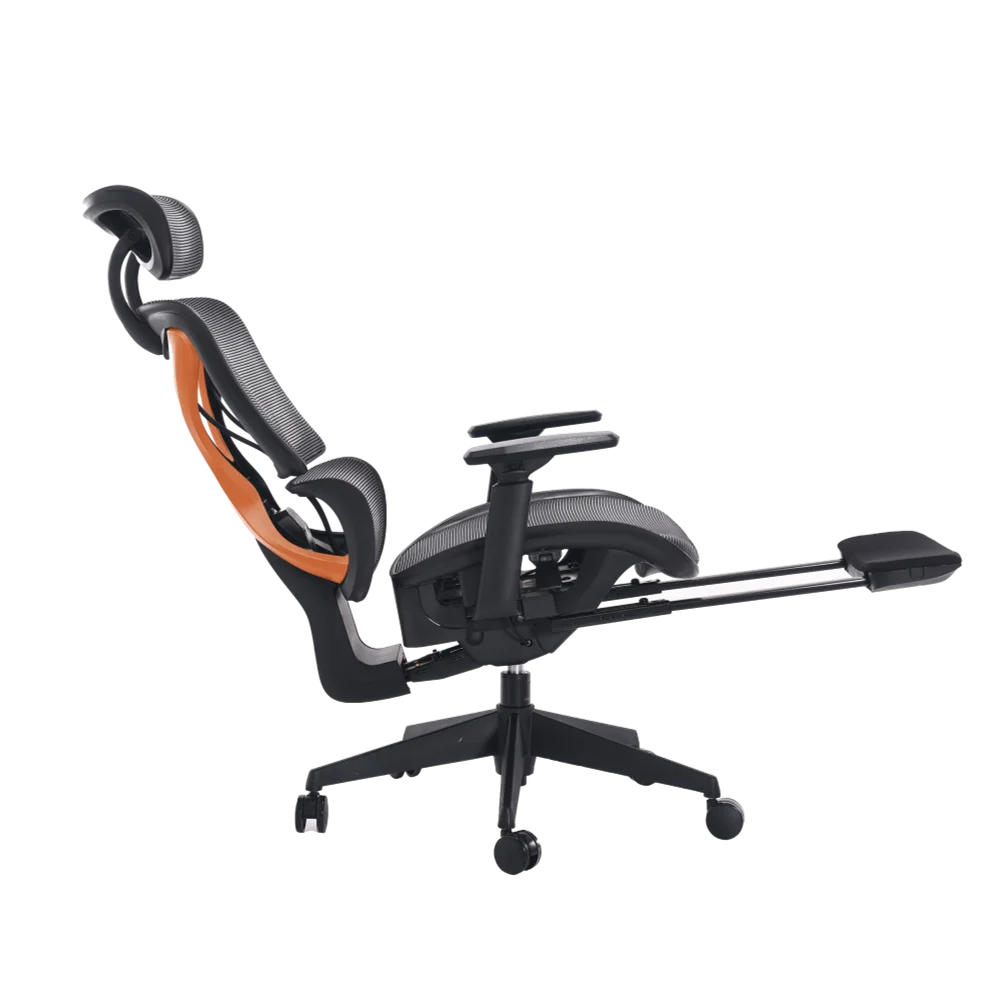 כיסא מנהלים ארגונומי בצבע שחור עם מסגרת כתומה דגם MWMS200 מבית MIRACASE