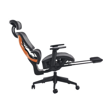 כיסא מנהלים ארגונומי בצבע שחור עם מסגרת כתומה דגם MWMS200 מבית MIRACASE