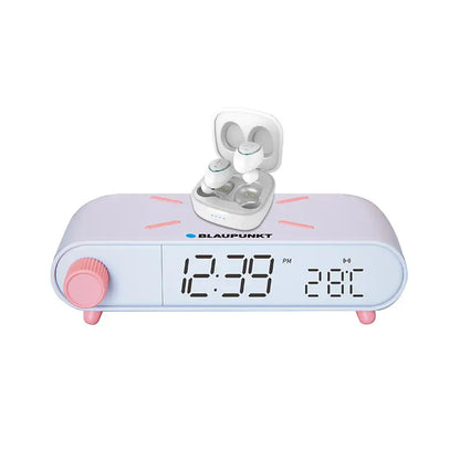 BLAUPUNKT BP1350 שעון מעורר עם משטח טעינה ואוזניות אלחוטיות