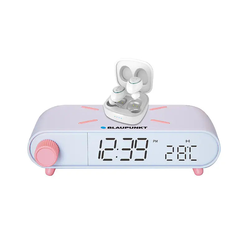 BLAUPUNKT BP1350 שעון מעורר עם משטח טעינה ואוזניות אלחוטיות