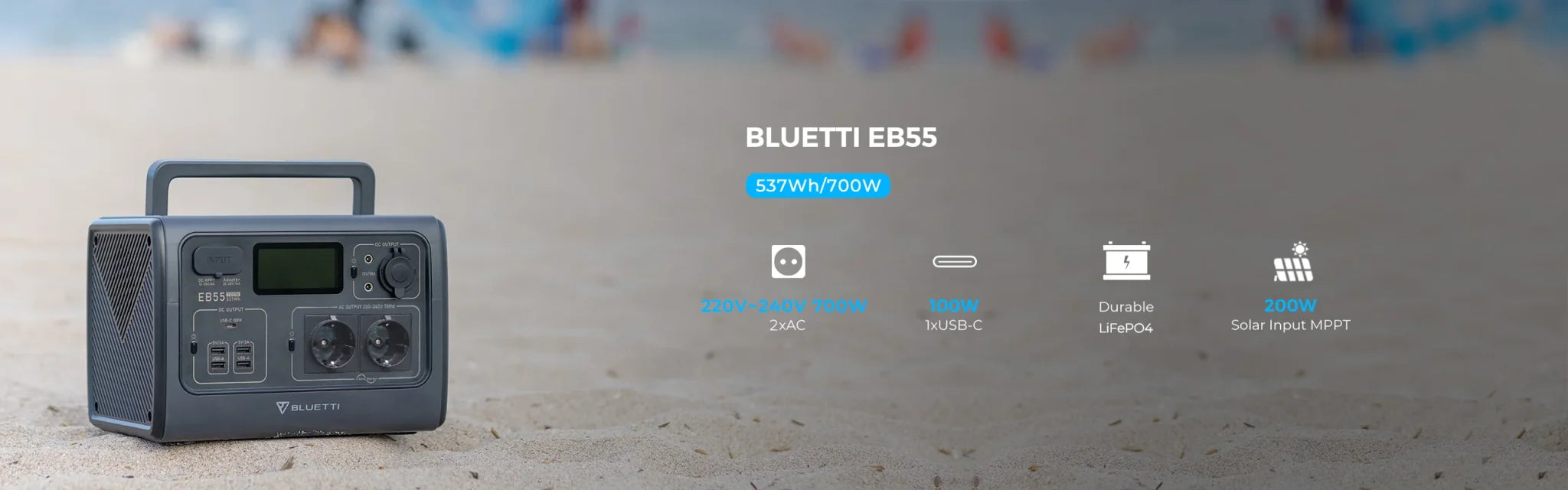 BLUETTI EB55| 700W 537Wh תחנת כוח ניידת