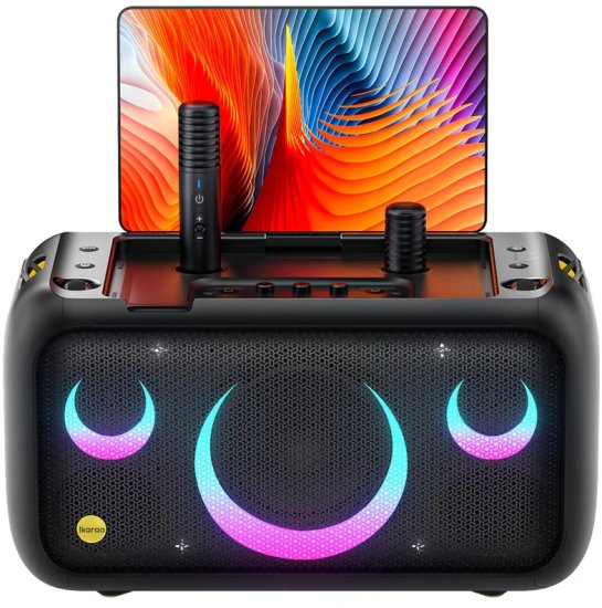 IKarao X1 רמקול אלחוטי נייד לקריוקי עם מסך 13.3 - מגיע עם 2 מיקרופונים אלחוטיים