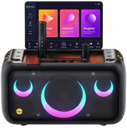 IKarao X1 רמקול אלחוטי נייד לקריוקי עם מסך 13.3 - מגיע עם 2 מיקרופונים אלחוטיים
