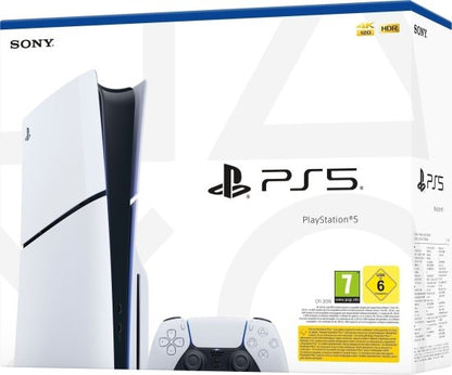 SONY PlayStation 5 Slim 1TB Blu-Ray  קונסולה לבנה שלט 1